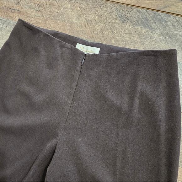 Mainbocher Wide Leg Brown Front Zip Up Dress Pants Size 6 Womens Minimal Career - Picture 8 of 9